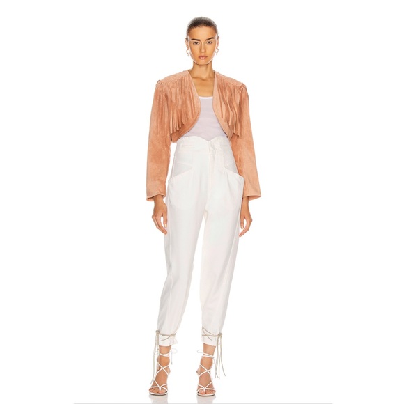 Isabel Marant Nubaia Jeans White Tapered Lace Up - Picture 5 of 7